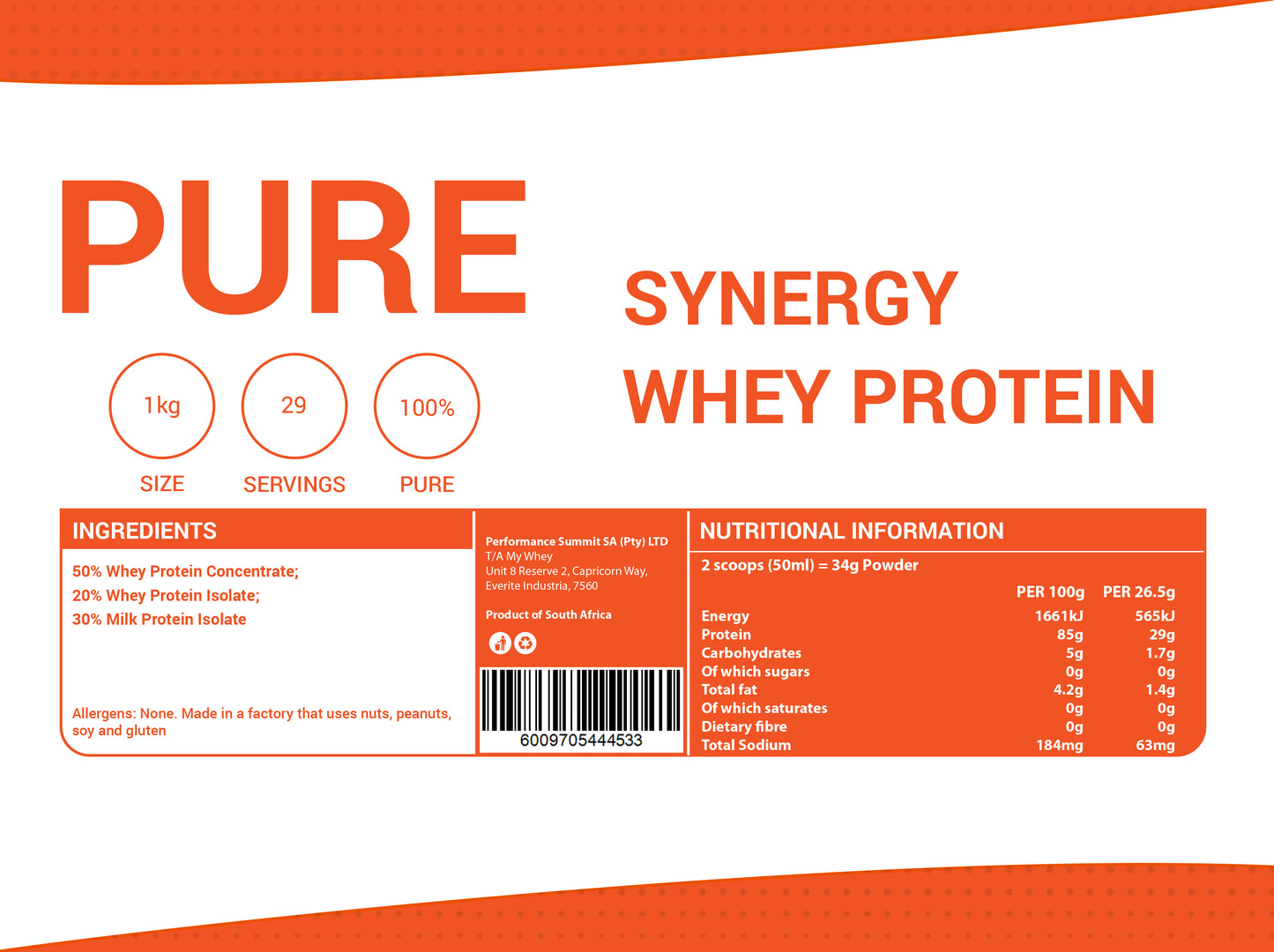 Synergy Whey Protein Formula Unflavoured